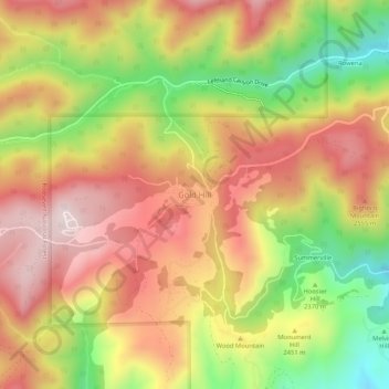 Gold Hill topographic map, elevation, terrain