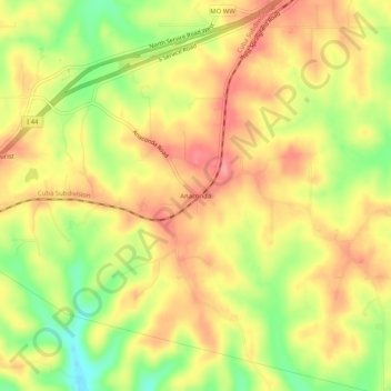 Anaconda topographic map, elevation, terrain