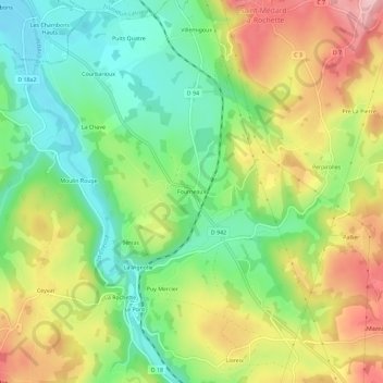 Fourneaux topographic map, elevation, terrain