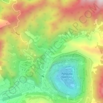 Panguna topographic map, elevation, terrain