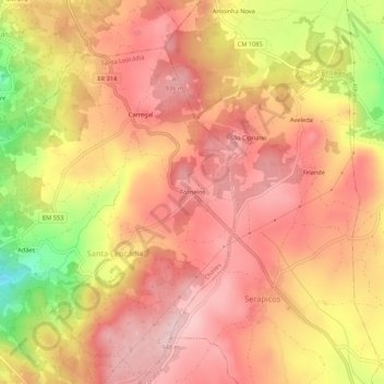Fornelos topographic map, elevation, terrain