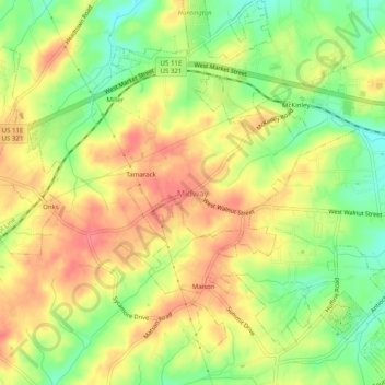 Midway topographic map, elevation, terrain