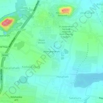 Billamaranahalli topographic map, elevation, terrain