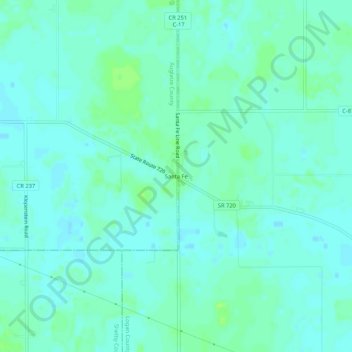 Santa Fe topographic map, elevation, terrain