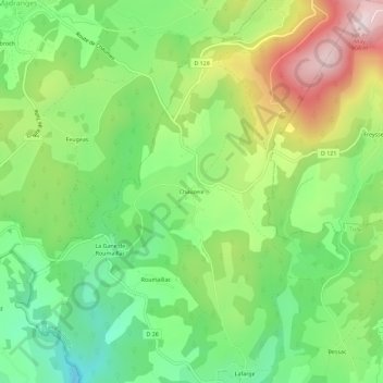 Chauzeix topographic map, elevation, terrain