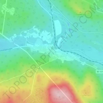 Oxberg topographic map, elevation, terrain
