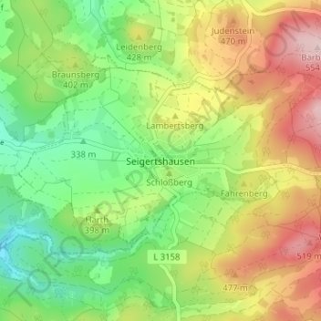 Seigertshausen topographic map, elevation, terrain