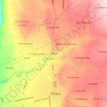 Callate topographic map, elevation, terrain