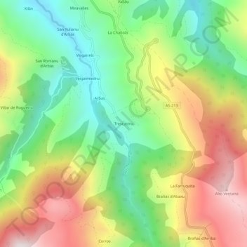 Trascastro topographic map, elevation, terrain