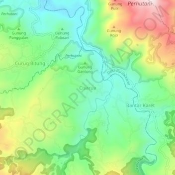 Cisarua topographic map, elevation, terrain