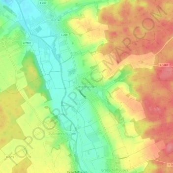 Orsenhausen topographic map, elevation, terrain