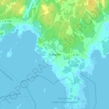 Torhamn topographic map, elevation, terrain