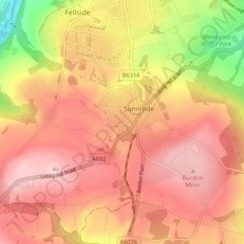 Old Sunniside topographic map, elevation, terrain
