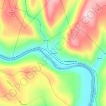 Long Eddy topographic map, elevation, terrain