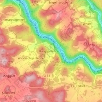 Burggaillenreuth topographic map, elevation, terrain