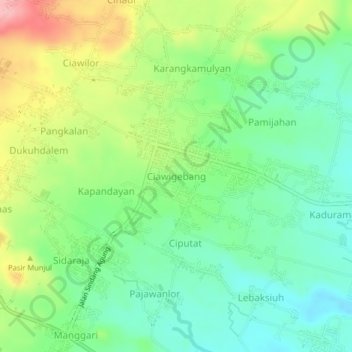 Ciawigebang topographic map, elevation, terrain