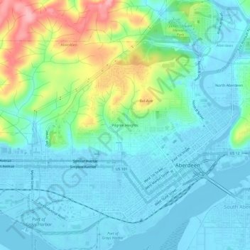 Pilgrim Heights topographic map, elevation, terrain