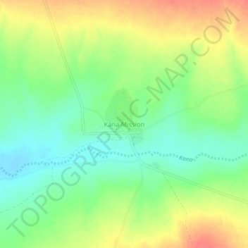 Kana Mission topographic map, elevation, terrain