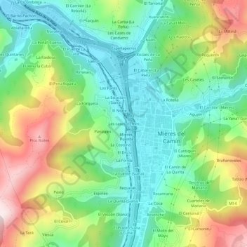 Les cases d'Efrén topographic map, elevation, terrain