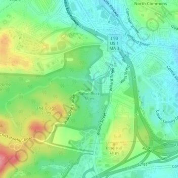 Babel Rock topographic map, elevation, terrain