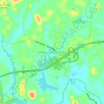 Kampung Chempaka topographic map, elevation, terrain