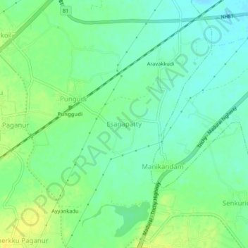 Esanapatty topographic map, elevation, terrain