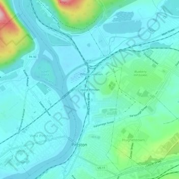 Upper Pittston topographic map, elevation, terrain