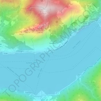 Cima topographic map, elevation, terrain