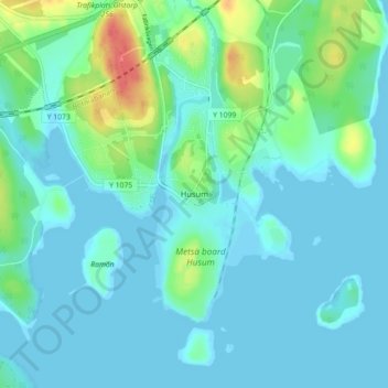 Husum topographic map, elevation, terrain
