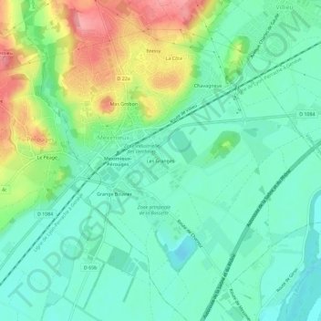 Les Granges topographic map, elevation, terrain