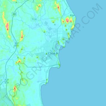 Chukai topographic map, elevation, terrain