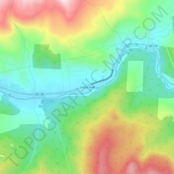 Idleyld Park topographic map, elevation, terrain