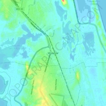 Miramar topographic map, elevation, terrain