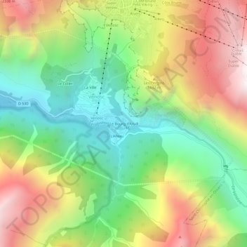 Le Bourg d'Arud topographic map, elevation, terrain