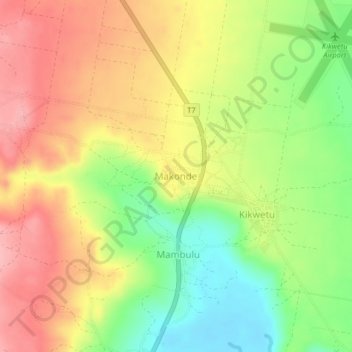 Makonde topographic map, elevation, terrain