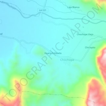 Huaca Colorada topographic map, elevation, terrain