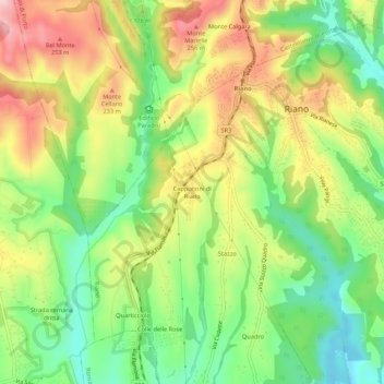 Cappuccini di Riano topographic map, elevation, terrain