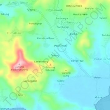 Sekang topographic map, elevation, terrain
