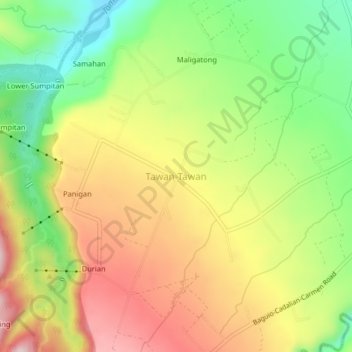 Tawan-Tawan topographic map, elevation, terrain