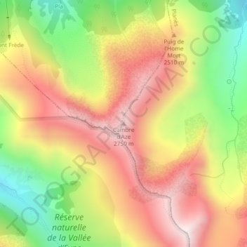 Cambre d'Aze topographic map, elevation, terrain