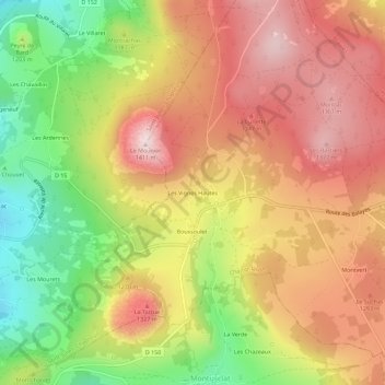Les Vignes Hautes topographic map, elevation, terrain