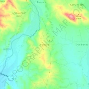 Balacag topographic map, elevation, terrain