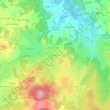 Les Sessaudes topographic map, elevation, terrain