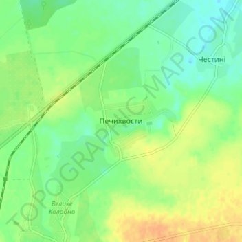 Pechykhvosty topographic map, elevation, terrain