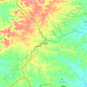 El Piñal topographic map, elevation, terrain