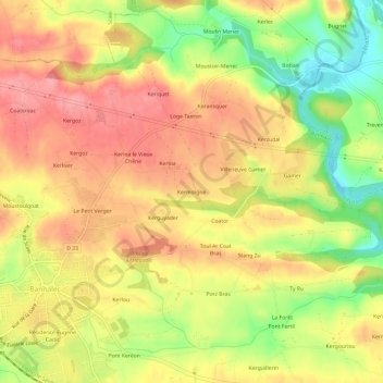 Kermoigne topographic map, elevation, terrain