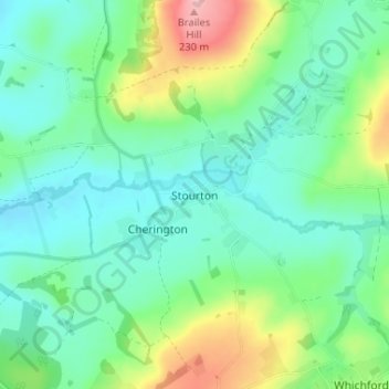 Stourton topographic map, elevation, terrain