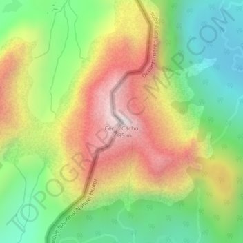 Cerro Cacho topographic map, elevation, terrain