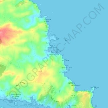 sa Mesquida topographic map, elevation, terrain