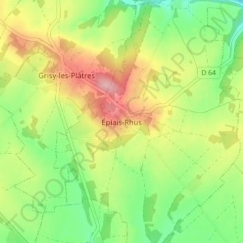 Épiais-Rhus topographic map, elevation, terrain
